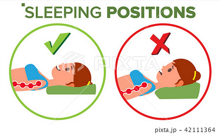 Sleeping Position Vector. Correct Spine Sleeping Position. Neck Pose. Health Body. Orthopedic 42111364