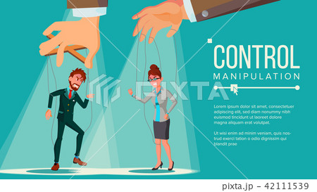 Manipulation Concept Vector. Business People Being Controlled By Puppet Master. Worker On Ropes 42111539
