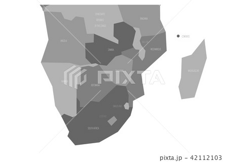 Political map of southern Africa region. Simlified schematic vector map in shades of grey 42112103