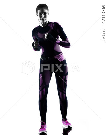 woman runner running jogger jogging isolated silhouette shadow 42113369