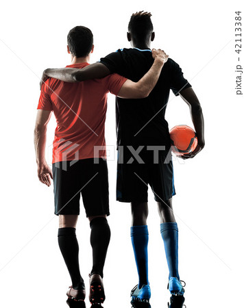 soccer players men isolated silhouette white background 42113384