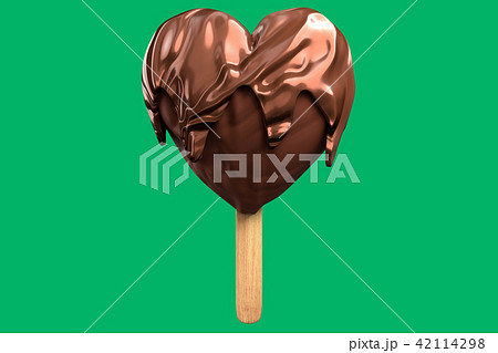 Chocolate Heart Shaped Lollipop Ice Creamのイラスト素材