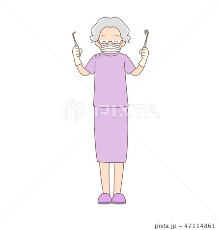 歯医者_全身_笑顏_シニア女性 42114861