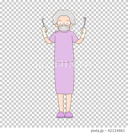 歯医者_全身_笑顏_シニア女性 42114861