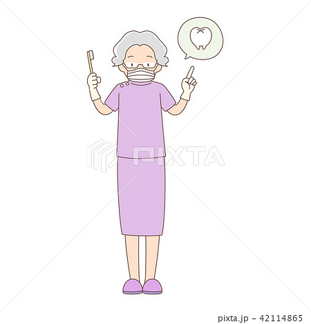 歯医者_全身_説明_シニア女性 42114865