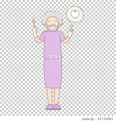 歯医者_全身_説明_シニア女性 42114865