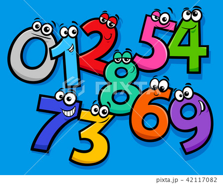 basic numbers cartoon characters group 42117082