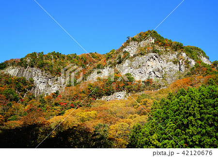 香落渓 紅葉の写真素材