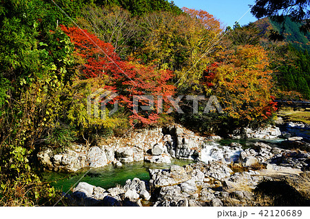 香落渓 紅葉の写真素材 4216