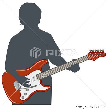 エレキギターを弾く男性のイメージイラストのイラスト素材