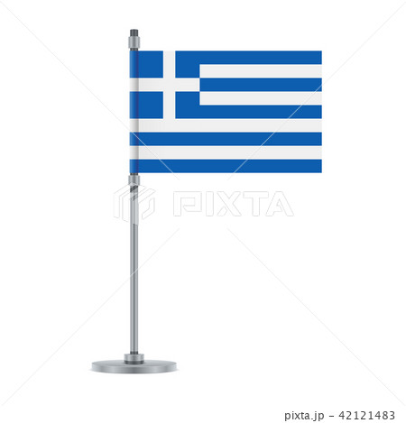Greek flag on the metallic pole, vector