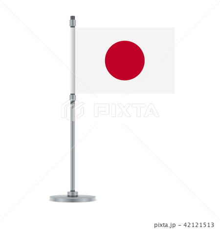 Japanese flag on the metallic pole, vector