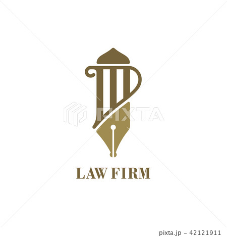 Law service logo with pillar and fountain pen 42121911
