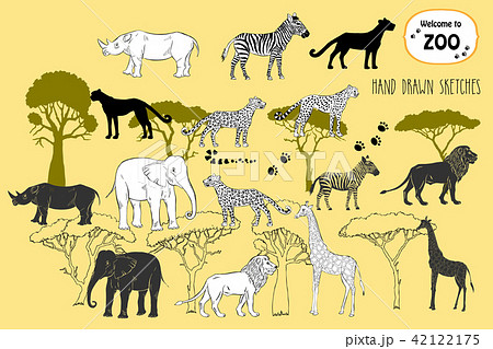 Background with savanna animals 42122175