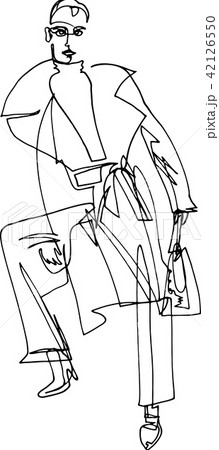 Fashion illustration of a woman in coat and pants Fashion illustration of a woman in coat and pants 42126550