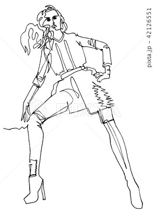 Model in dynamic pose shows fashionable outfit Model in dynamic pose shows fashionable outfit 42126551