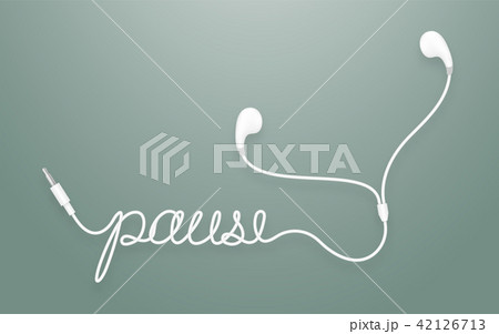 Earphones, Earbud type white color and pause text 42126713