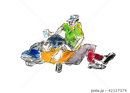 登山中の体調不良 高山病 のイラスト素材