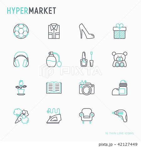 Hypermarket thin line icons set Hypermarket thin line icons set 42127449