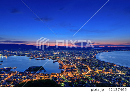 絶景_函館夜景_朝焼け 絶景_函館夜景_朝焼け 42127466