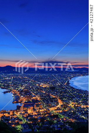 絶景_函館夜景_朝焼け 絶景_函館夜景_朝焼け 42127467