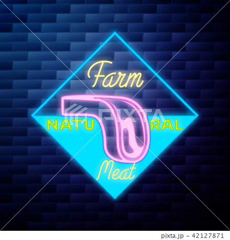 Vintage farm emblem glowing neon Vintage farm emblem glowing neon 42127871