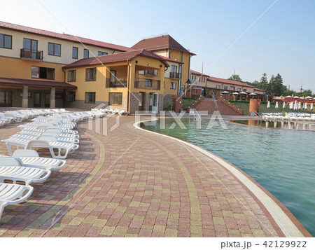 uninhabited morning in the recreation complex with 42129922