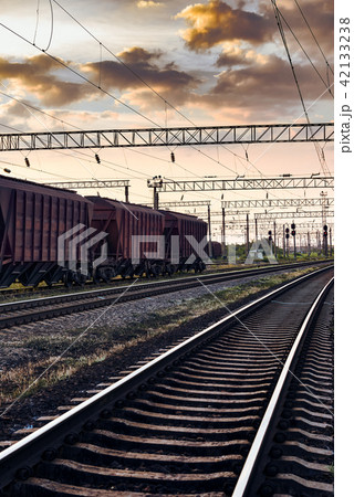 railroad infrastructure during beautiful sunset railroad infrastructure during beautiful sunset 42133238