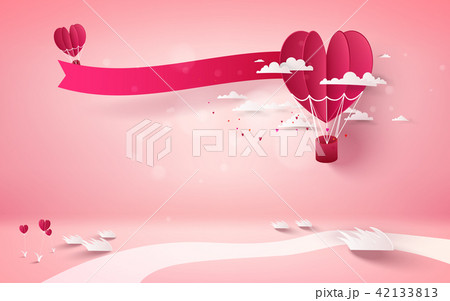 Red heart flower on pink background 42133813