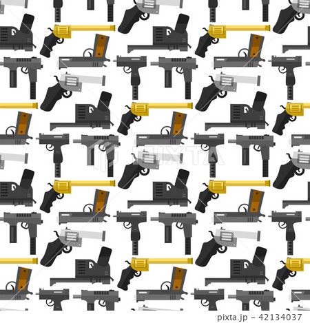 Weapons guns pistols submachine assault rifles seamless pattern background handgun bullets vector Weapons guns pistols submachine assault rifles seamless pattern background handgun bullets vector 42134037