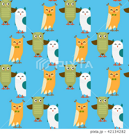 Cartoon owl bird cute character sleep sweet owlet seamless pattern background vector illustration. Cartoon owl bird cute character sleep sweet owlet seamless pattern background vector illustration. 42134282