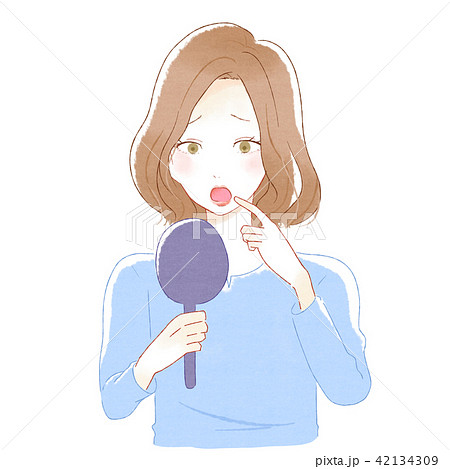 口臭 気になる 女性 イラストのイラスト素材