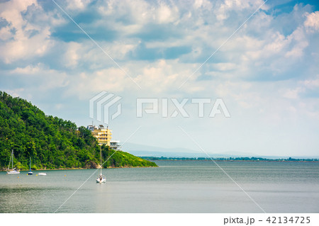 Yachts in harbor of Zemplinska Sirava lake 42134725