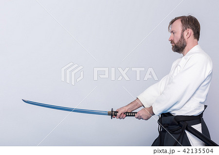 A man with katana practice Iaido 42135504