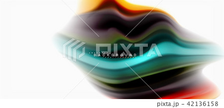 Fluid liquid mixing colors concept on light grey background, curve flow, trendy abstract layout 42136158