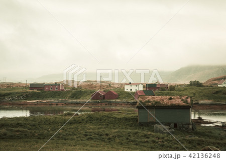 Norwegian traditional alone house in countryside 42136248