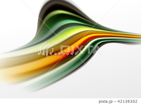 Fluid liquid mixing colors concept on light grey background, curve flow, trendy abstract layout 42136302