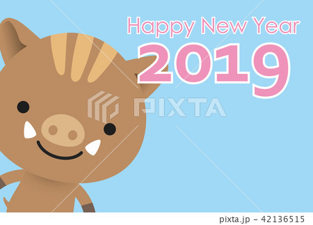 2019年亥年年賀状 2019年亥年年賀状 42136515