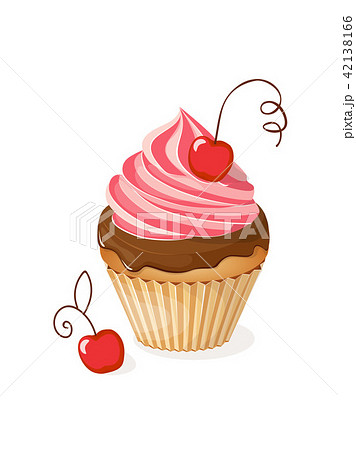 isolated violet cupcake with cherry 42138166
