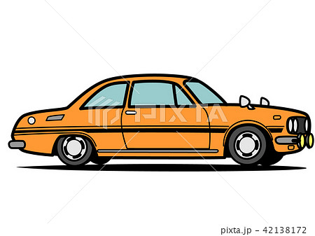 国産レトロスポーツカー オレンジ 自動車イラストのイラスト素材