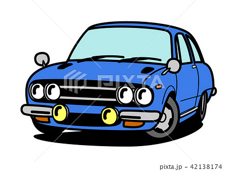 国産レトロスポーツカー 青色 自動車イラストのイラスト素材