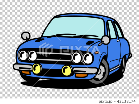 国産レトロスポーツカー　青色　自動車イラスト 42138174