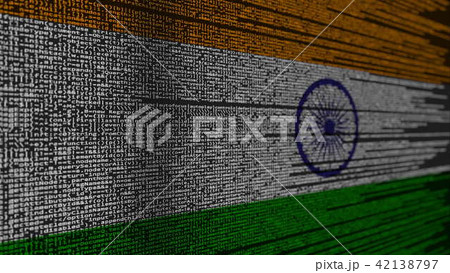 Program code and flag of India. Indian digital technology or programming related 3D rendering 42138797