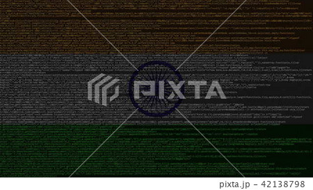 Source code and flag of India. Indian digital technology or programming related 3D rendering 42138798