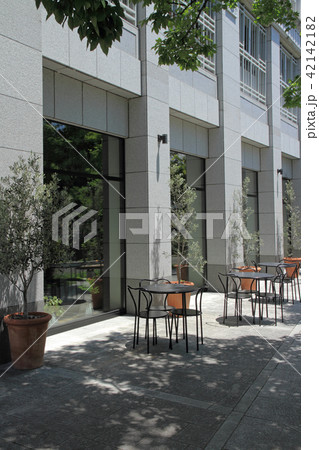 テーブルとイス、オリーブの木のあるテラス 42142182