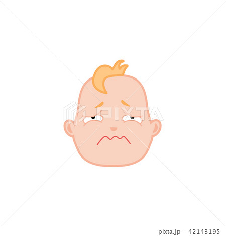 Vector cartoon newborn infant baby sad face Vector cartoon newborn infant baby sad face 42143195