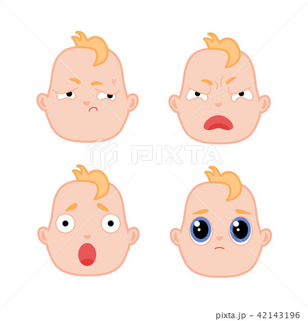 Vector cartoon newborn infant baby face set Vector cartoon newborn infant baby face set 42143196