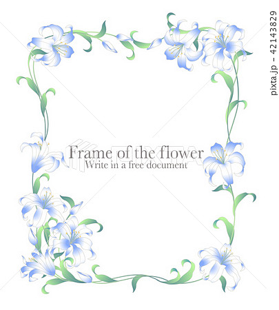 日本的な百合の飾り枠 のイラスト素材