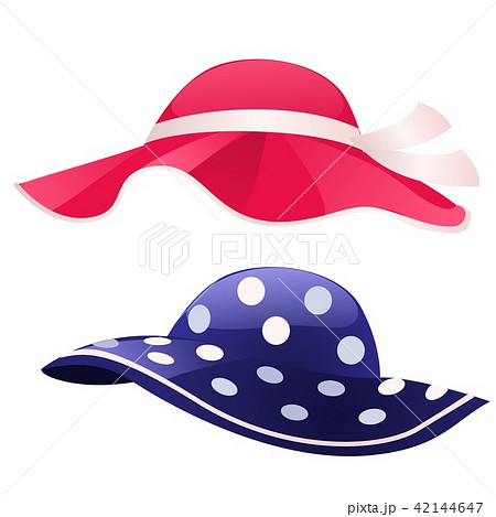 Set of fashion womens summer hat isolated on white background. A set of cartoon attributes of Set of fashion womens summer hat isolated on white background. A set of cartoon attributes of 42144647