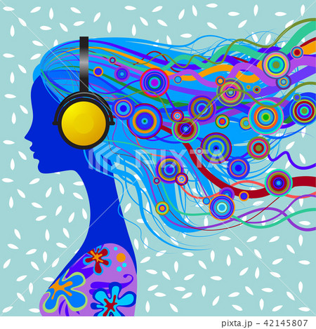 Head of girl with head-phones 42145807